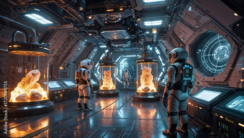 Futuristic Space Laboratory Refining Minerals