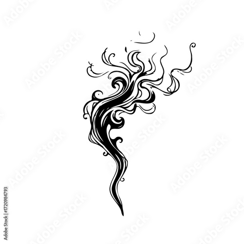 Whimsical ink illustration depicting delicate swirls and ethereal tendrils creating an abstract