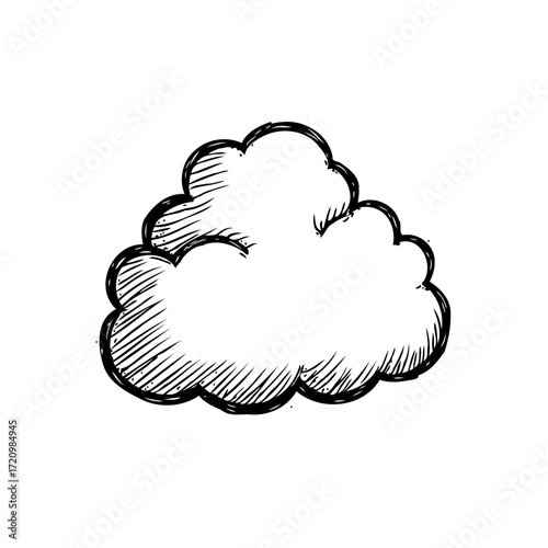 Whimsical monochrome cloud sketch inviting dreams and imagination across the sky's canvas