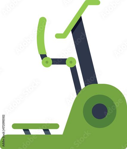Illustration of a green and black exercise machine for working out leg muscles, isolated on a white background