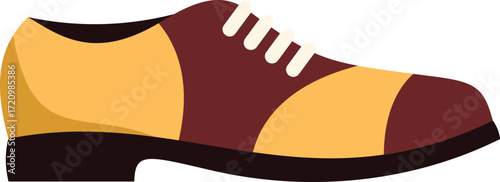 Classic leather and suede saddle oxford shoe with laces, side view