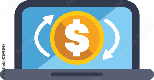This vector illustration shows the concept of online money transfer