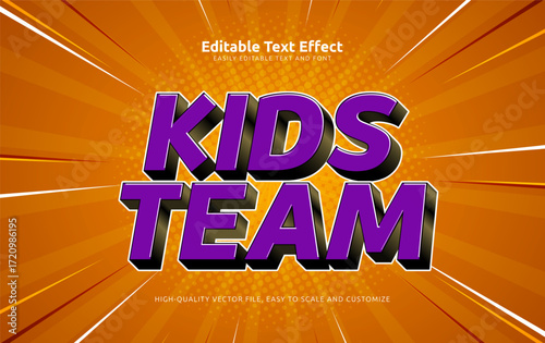 kids team editable text effect