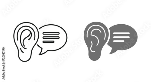 Ear with speech bubble for listening and communication