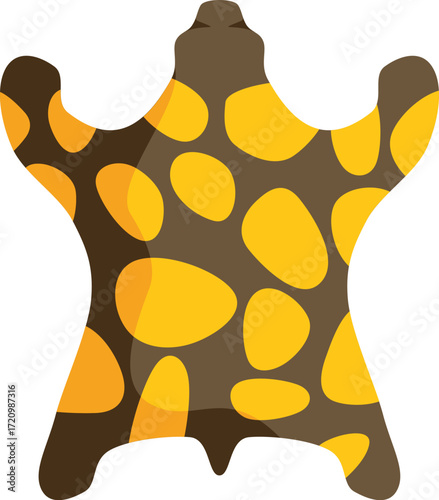 Animal fur skin with yellow spots is lying on the floor