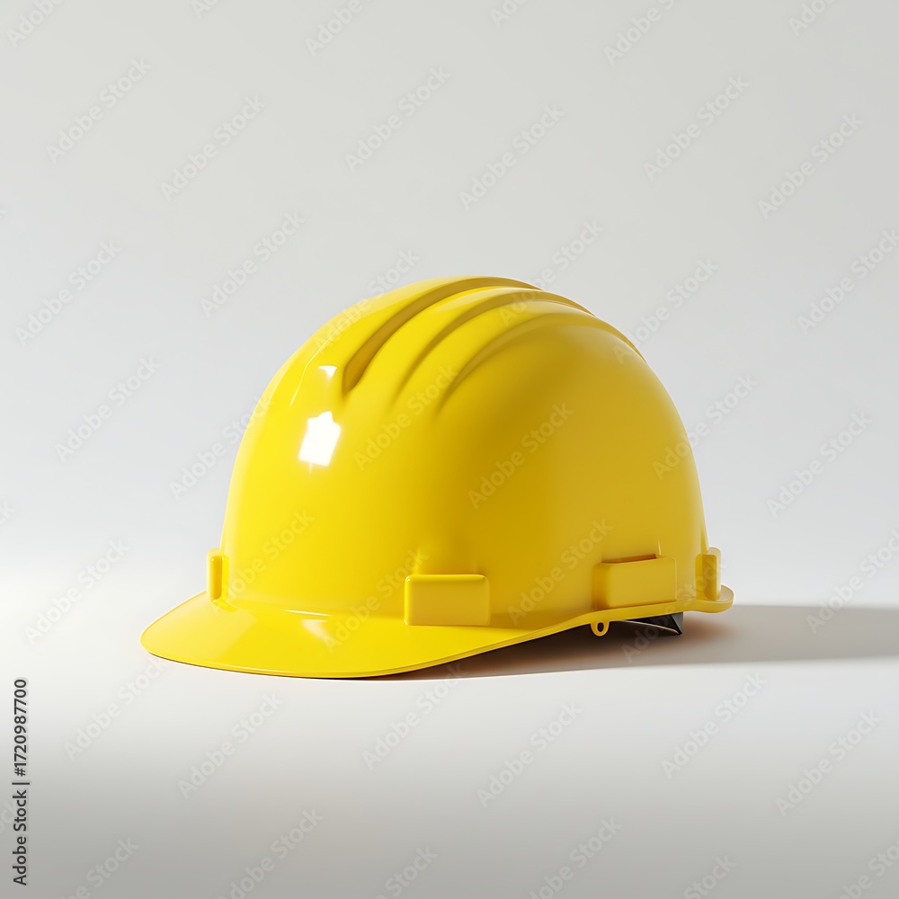 Fototapeta premium Yellow Hard Hat Protecting Head on White Background