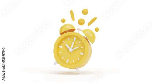 Vibrant yellow alarm clock pops with energy, signaling urgent deadlines and important moments for busy professionals and students.