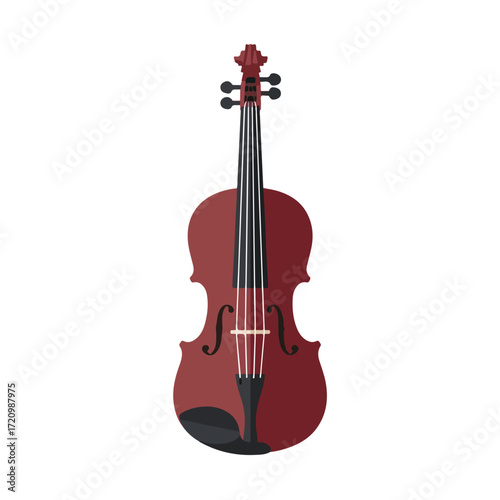 Brown violin with black tuning pegs and strings, suitable for musicrelated designs and projects requiring an elegant musical instrument element.