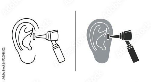 Illustration of otoscope examining ear