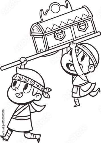 line art ark of the covenant carried on poles by l.eps