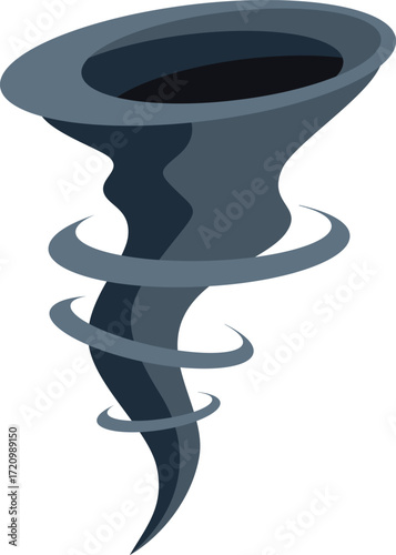 Powerful and destructive grey tornado is rotating menacingly