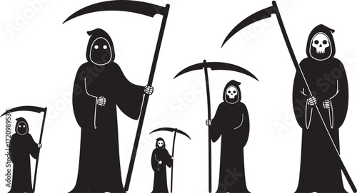 Cloaked Death Characters – Scary Grim Reaper Silhouette Collection