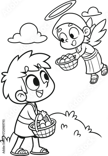 line art cain and abel offering sacrifices to god .eps