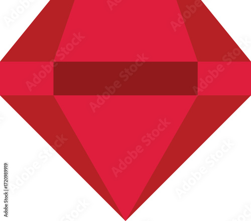 Red diamond is sparkling with geometric facets in this illustration