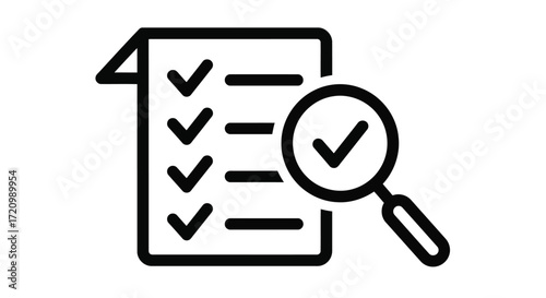Checklist with magnifying glass