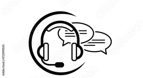 Headset with speech bubbles for customer service