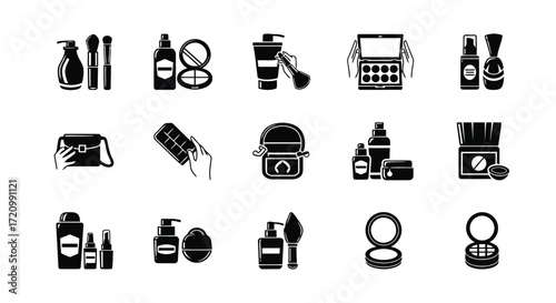 Collection of beauty and makeup products