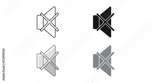 Mute sound icon in different styles for design