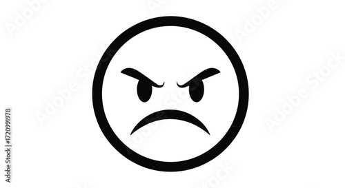 An angry face shows negative emotion and frustration