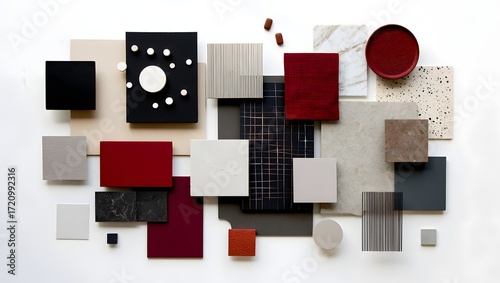 Mood board showcasing various textures and colors for interior design projects ideas