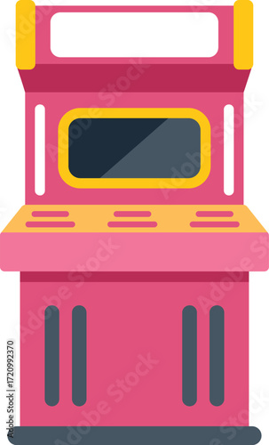 Pink arcade game machine inviting players to engage in retro gaming entertainment