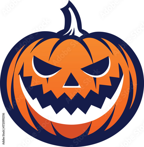 Classic jack o lantern silhouette carved with traditional face design