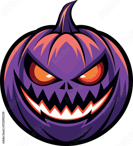 Classic jack o lantern silhouette carved with traditional face design