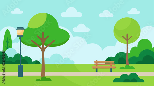 Illustration of park scene with trees