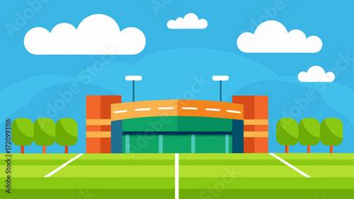 Illustration of a stadium on a sunny day