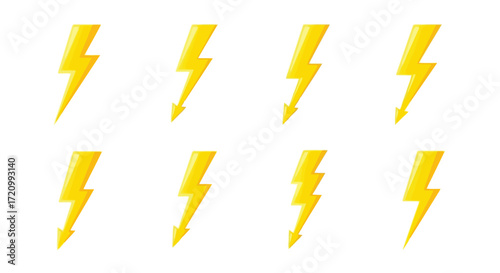 Set of lightning bolt, thunderbolt flash vector