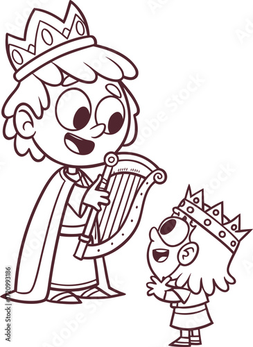 line art david playing the harp for king saul  cut.eps