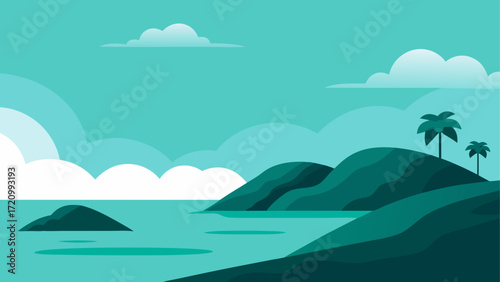 Landscape view of tropical island and sea