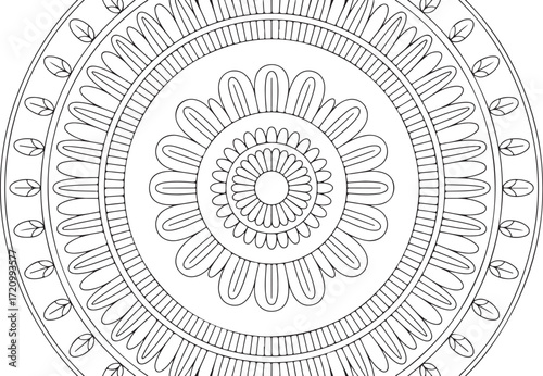 Floral Mandala Coloring Page for Relaxation and Mindfulness