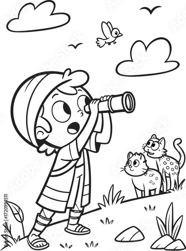 line art ezekiel seeing a vision of four living cr.eps