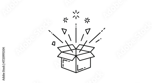 An open box with sparkles, representing surprise