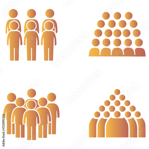 Orange people groups figures crowd