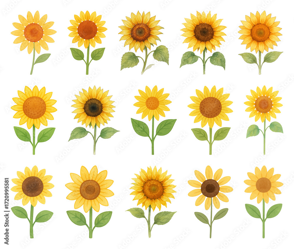 Fototapeta premium Vibrant sunflowers digital illustration