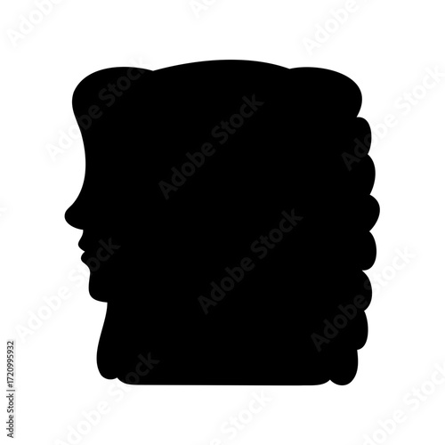 A striking silhouette of a woman with an elaborate vintage hairstyle and face