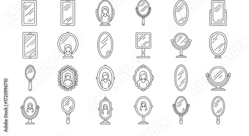 Collection of mirror icons and illustrations