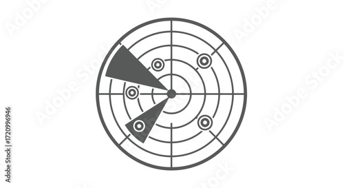 Radar screen displaying detected objects