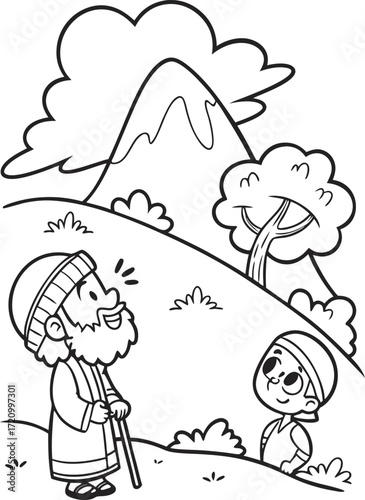 line art god speaking to moses on mount sinai  cut.eps