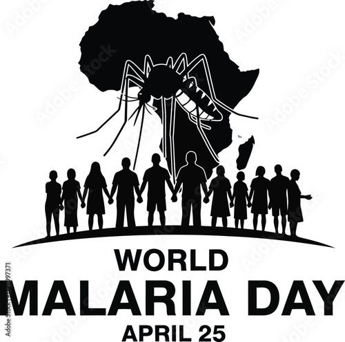 World Malaria Day awareness with Africa continent design