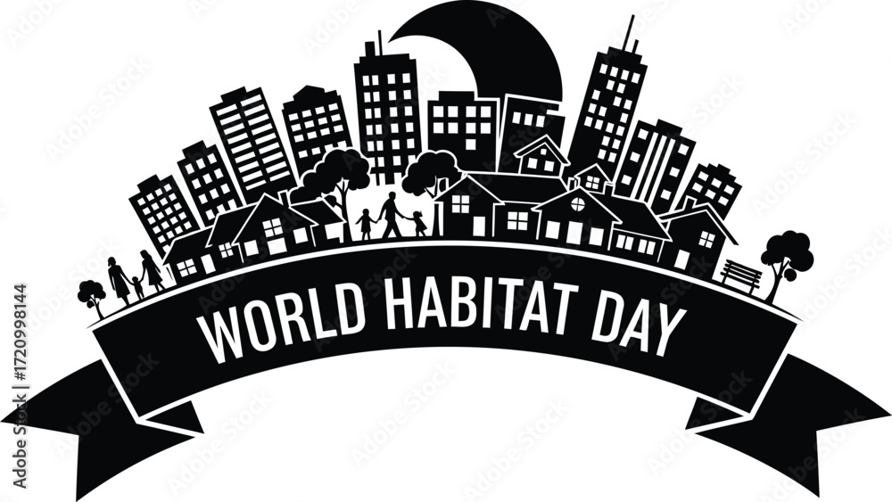 Obraz premium Celebrate World Habitat Day with diverse city and community visuals