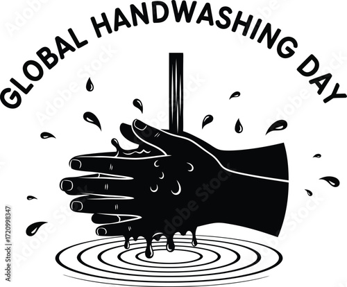 Global handwashing day awareness, vital hygiene practice illustration
