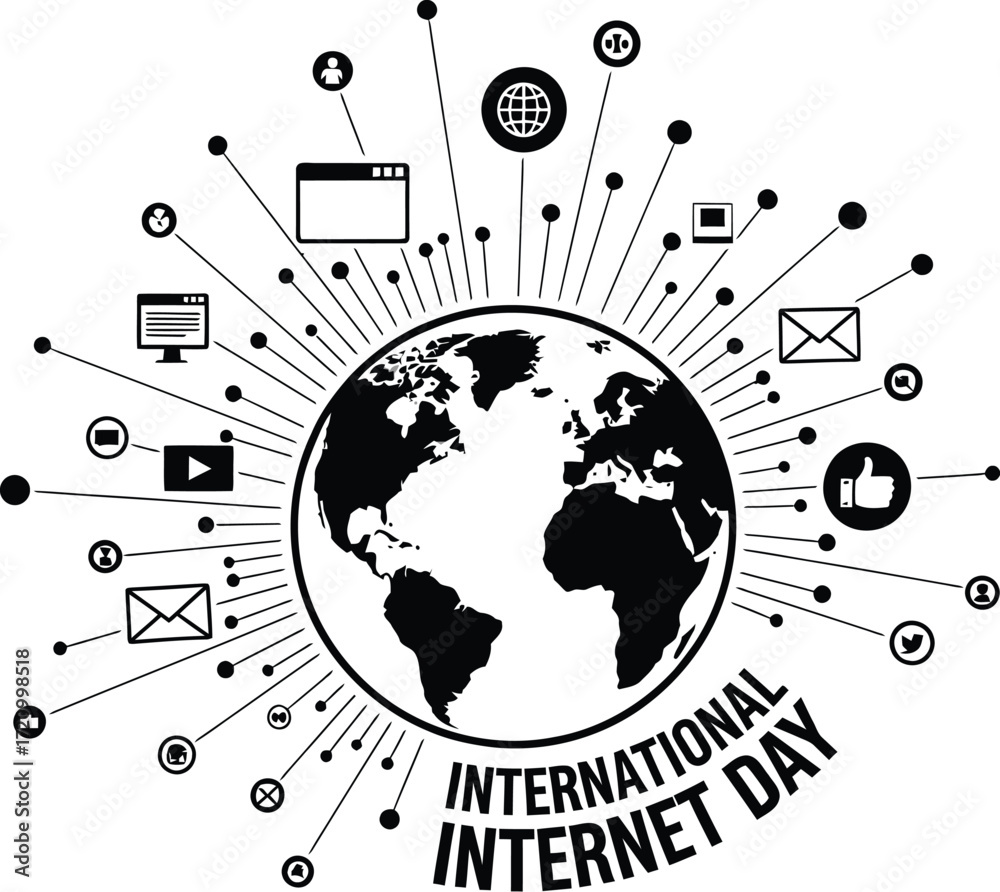 Fototapeta premium Global internet connectivity connects world with digital communication