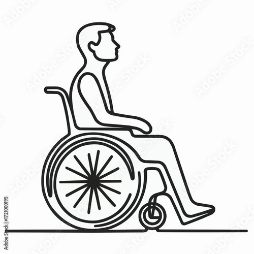 Person in wheelchair illustration, minimalist design, empowerment and accessibility theme