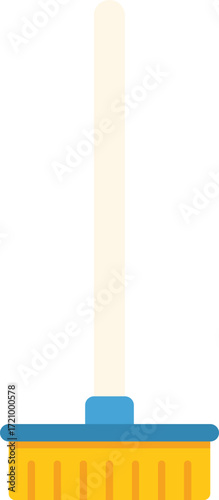 Simple cleaning broom with long handle and yellow bristles, ideal for sweeping and household chores
