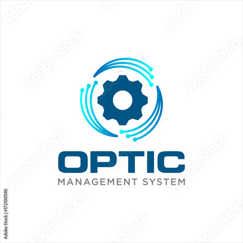 Optic cable gear logo for technology and management system