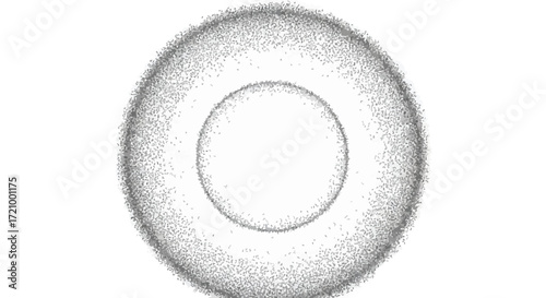 Abstract illustration of two concentric circles, one inside the other, with a grainy texture.