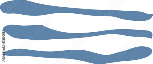 Three horizontal flowing abstract shapes in muted blue smooth and flat vector illustration.